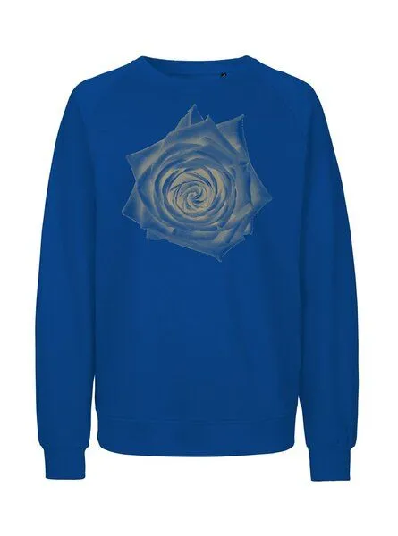 Peaces.bio - handbedruckte Biomode Peaces.bio - handbedruckte Biomode Bio Damen Sweatshirt Loose Fit Rose, Königsblau, – Produktbild 1 von 3
