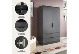 xonox.home Wäscheschrank in anthrazit B/H/T: 80x140x37 cm – Produktbild 1 von 1