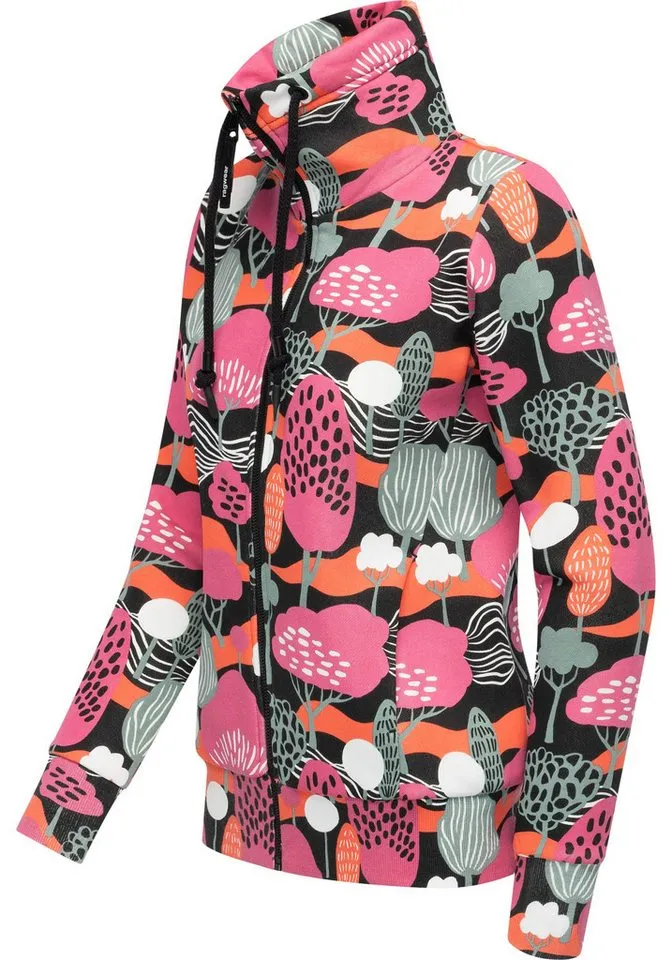 ragwear ragwear Sweatjacke Ronette Print Zip-Jacke mit Allover-Print und hohem Kragen, Schwarz, – Produktbild 2 von 3