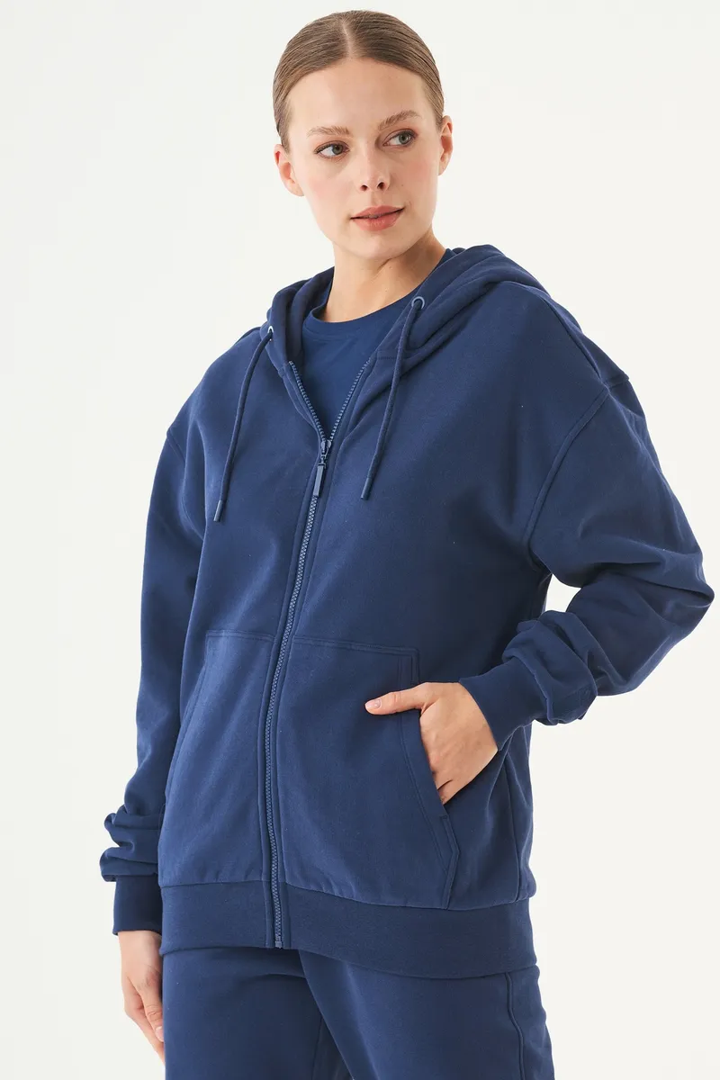 ORGANICATION ORGANICATION Herren vegan Hoodie Unisex Zip-Up Junda Navy, Dunkelblau, – Produktbild 2 von 2