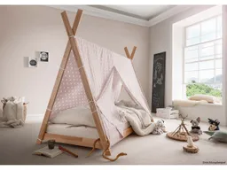 Infantil Infantil Kinderbett "Pinocchio"mit Bezug rosa, Buche geölt, Tipibett – Produktbild 1 von 1