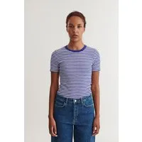 Basic Apparel Basic Apparel Ludmilla T-Shirt mit Rundhalsausschnitt aus Bio-Baumwolle, Blau (gestreift-sodalite), – Produktbild 1 von 1