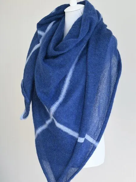 Susan's Fashion Susan's Fashion großes Mohairplaid Sue mit Karostreifen, Dunkelblau, – Produktbild 4 von 4