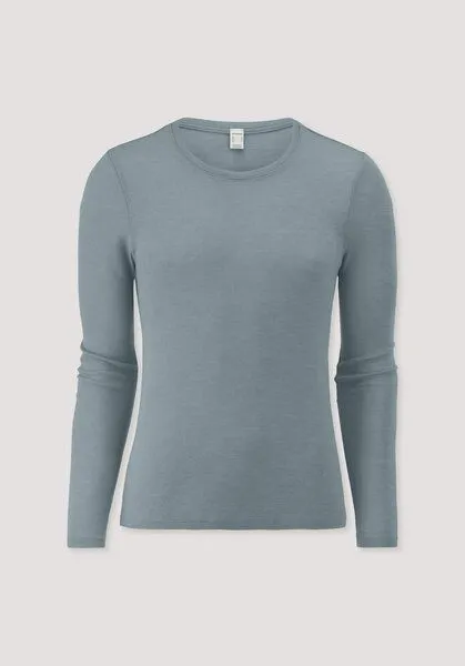 hessnatur hessnatur Longsleeve PURE FUNCTION aus Bio-Merinowolle und Seide, Sturmblau, – Produktbild 3 von 4