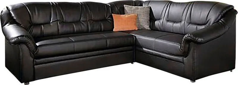 DOMO collection Ecksofa Montana, zeitlose Rückensteppung, bequeme Armlehnen, B.234cm, L-Form, wahlweise mit Bettfunktion, Schwarz, – Produktbild 3 von 8