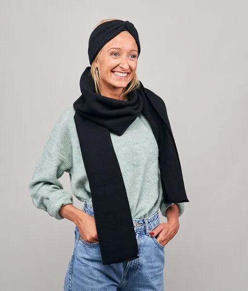 obumi obumi SCHAL AUS BIO AUS 100% BIO BAUMWOLLE (VEGAN), Black, – Produktbild 2 von 3