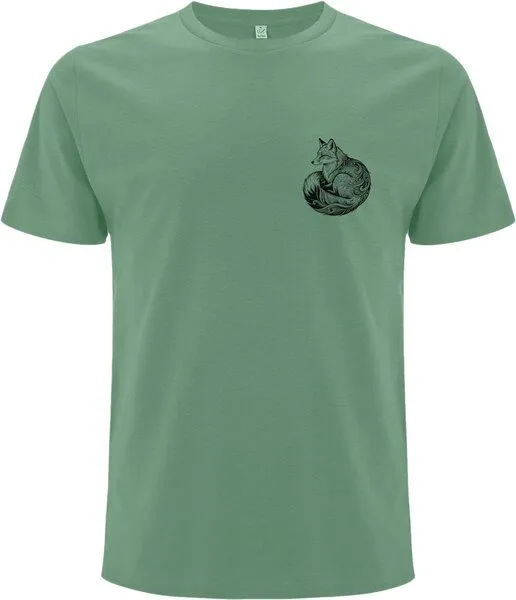 Spreecult Spreecult kleiner LineArt Fuchs - Bio und Fair - Männer Unisex T-Shirt - Line Art Fox, Sage green, – Produktbild 3 von 3