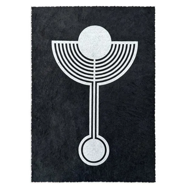 Veskor Cassiopeia Veskor Cassiopeia HEILIGER GRAL MENORA Kornkreis Linoldruck | 21 x 29,7 cm (A4) | Silber auf Schwarz – Produktbild 1 von 4