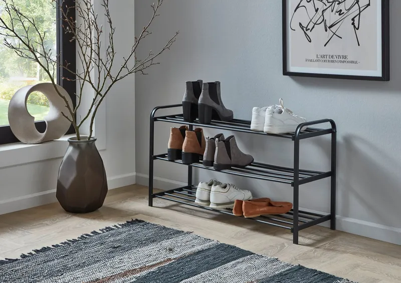 furnling Schuhregal Littleo, 3 Fächer mit Platz für 15 Paar Schuhe, schwarz, Höhe 49 cm, Schwarz, – Produktbild 2 von 4