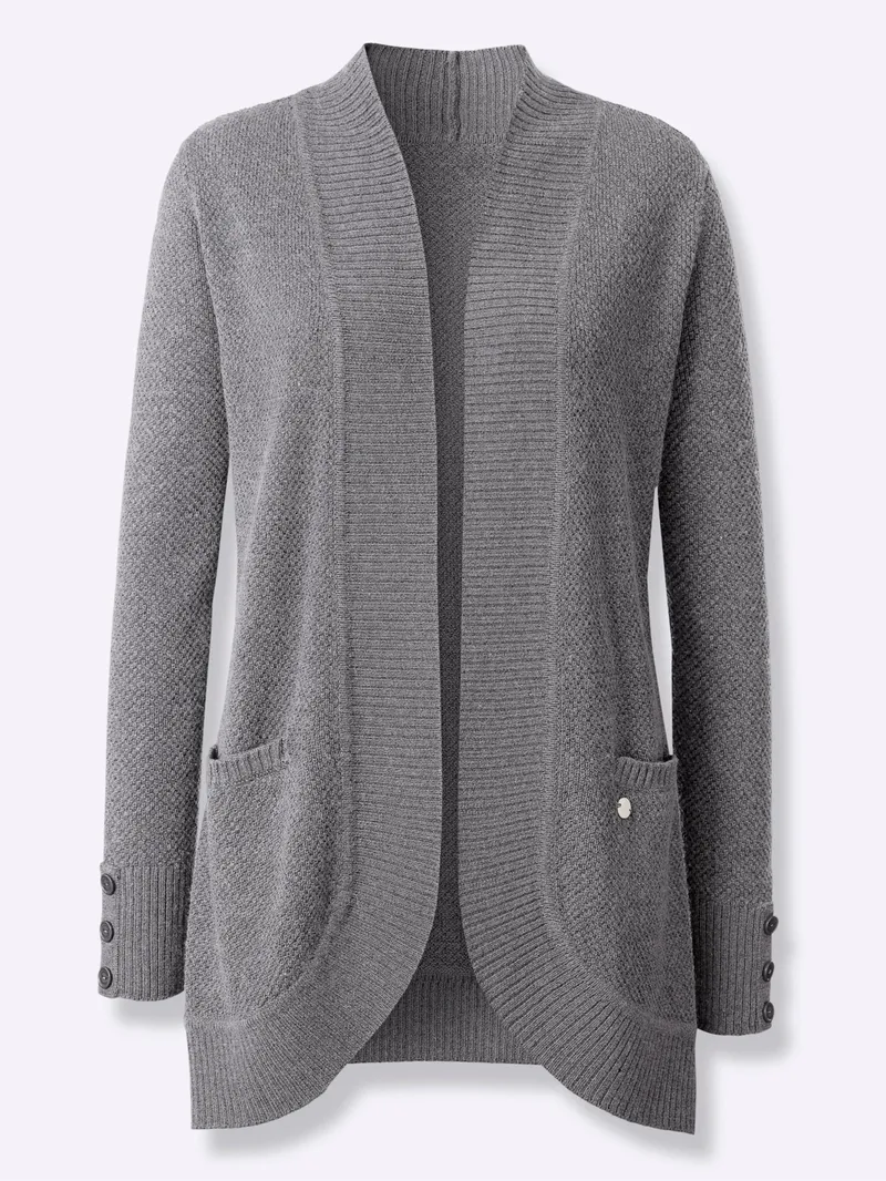 Longstrickjacke, Schwarz-anthrazit-meliert, – Produktbild 1 von 3