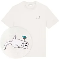 LIGARTI Besticktes T-Shirt – Samantha die Katze – LIGARTI Tiermanufaktur, Cremeweiss, – Produktbild 1 von 1