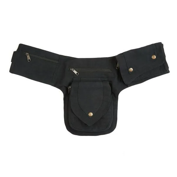 short'n'pietz short'n'pietz handgenähte Gürteltasche mit verstellbarem Gürtel, Schwarz, – Produktbild 2 von 8