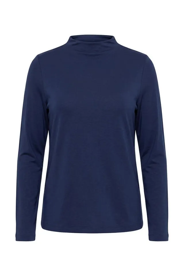 Ulla Popken Longsleeve Shirt Slim Stehkragen Langarm, Schwarz, – Produktbild 3 von 4