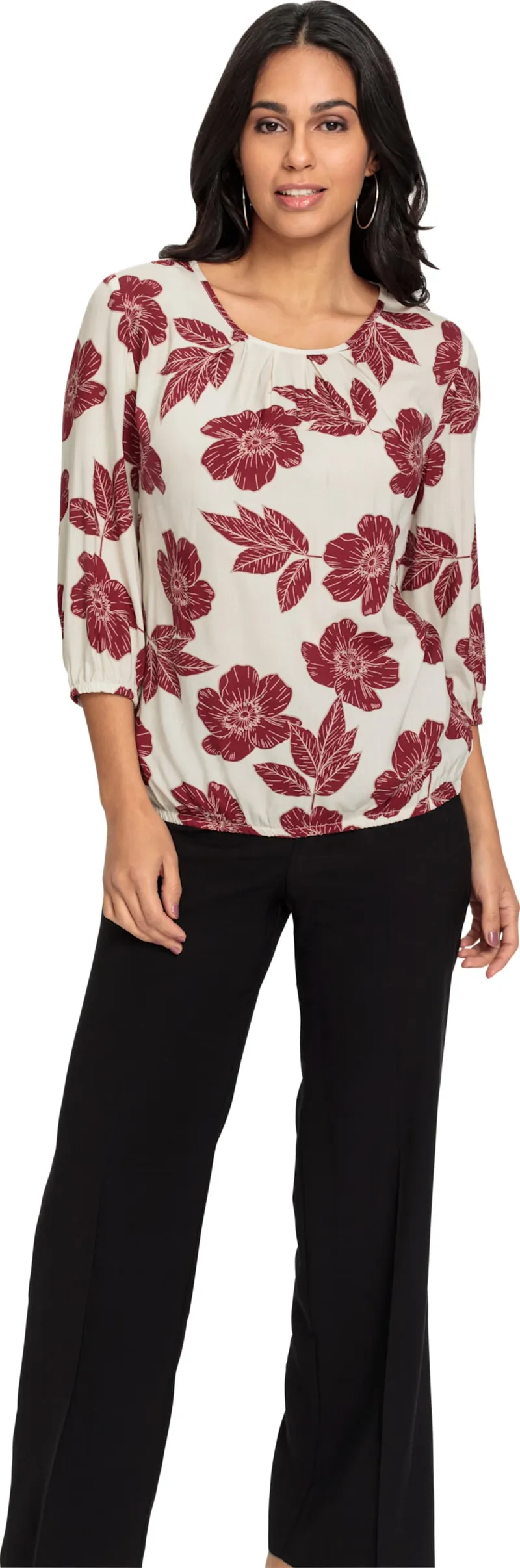 Witt Druckbluse champagner-dunkelrot-bedruckt, Champagner-dunkelrot-bedruckt, – Produktbild 2 von 2