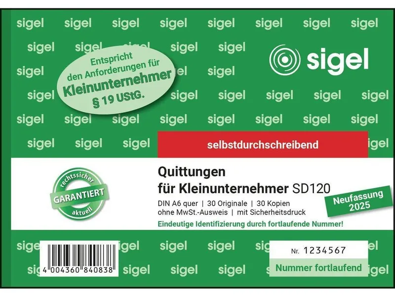 Sigel Sigel Notizblock Quittungsblock selbstdurchschreibend A6 quer 30 Blatt, Grün, – Produktbild 2 von 3