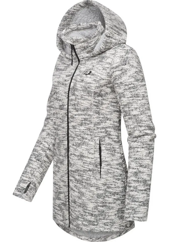 ragwear ragwear Longstrickjacke Leysha Melange Sportliche Kapuzenjacke in melierter Strick-Optik, Grau, – Produktbild 3 von 4