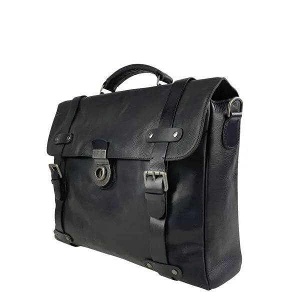 manbefair manbefair Aktentasche Winston Leder, Schwarz, – Produktbild 1 von 4