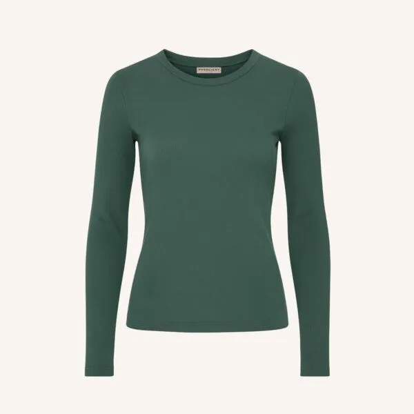 NORDLICHT NORDLICHT Geripptes Langarmshirt Lica aus Bio-Baumwolle, Waldgrün (grün), – Produktbild 2 von 4