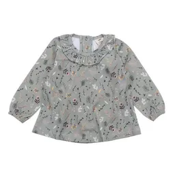Walkiddy Kinder Bluse GOTS-zertifiziert aus Bio-Baumwolle grün mit Tiny-Flowers und Rüschen – Walkiddy – Produktbild 1 von 1