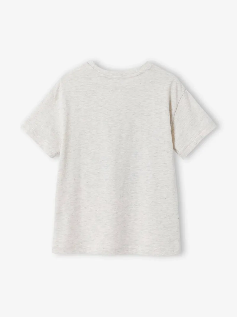 Vertbaudet Kinder T-Shirt zum Entdecken, Weiß meliert, – Produktbild 2 von 3