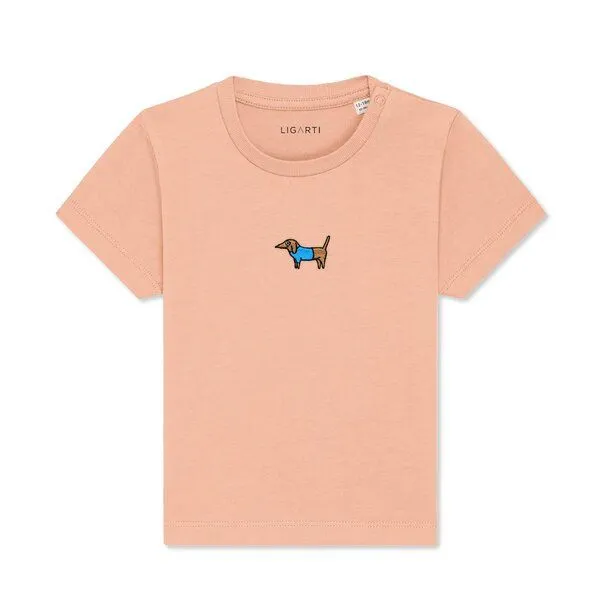LIGARTI LIGARTI Babyshirt - Steffen der Dackel, Pfirsich, – Produktbild 1 von 3