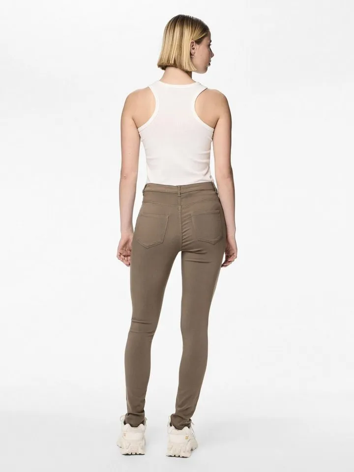 Pieces Pieces Skinny-fit-Jeans (1-tlg) Plain/ohne Details, Braun, – Produktbild 3 von 4