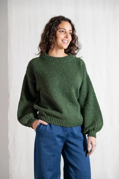 Jyoti - Fair Works Jyoti - Fair Works Baby-Alpaka Strickpullover Lupuna, Olive, – Produktbild 1 von 4