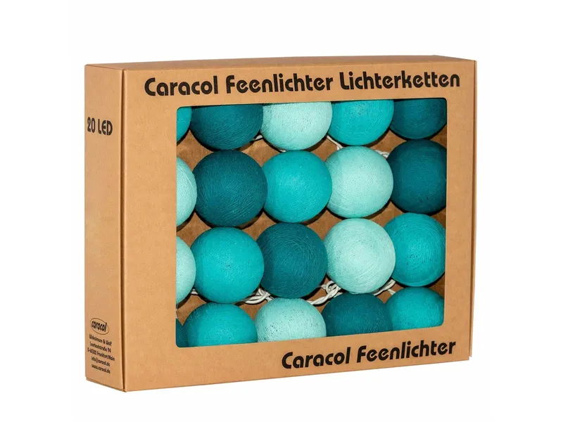 Caracol Caracol Kugel-Lichterkette 20 handgefertigte Kugeln, Türkis, – Produktbild 1 von 2