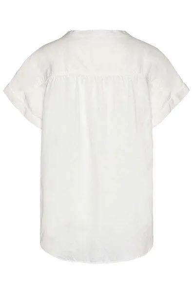 Wunderwerk Wunderwerk Damen Bluse kurzärmelig aus Leinen und TENCEL "Henley Blouse 1/2", Weiß, – Produktbild 3 von 4