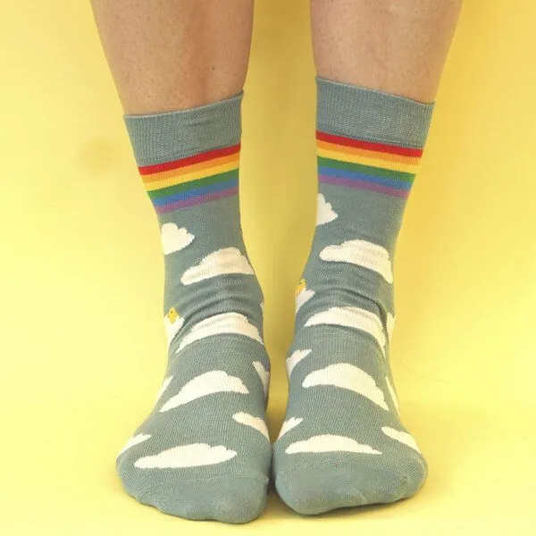 Fräulein Prusselise Fräulein Prusselise Wolke Socken Wolkenmatz Regenbogen, story, bunt gemustert – Produktbild 2 von 3