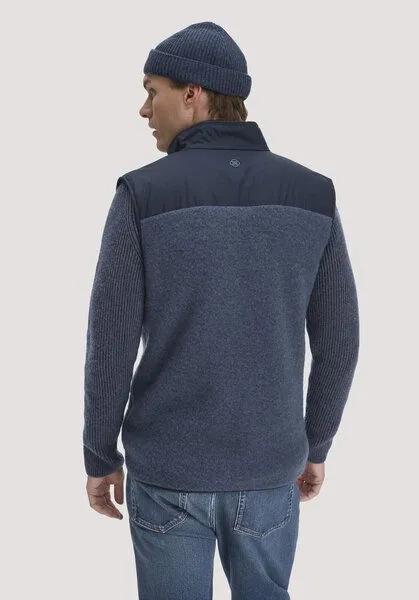 hessnatur hessnatur Wollfleece Weste Patched Regular aus reiner Bio-Merinowolle, Graphitblau, – Produktbild 2 von 3