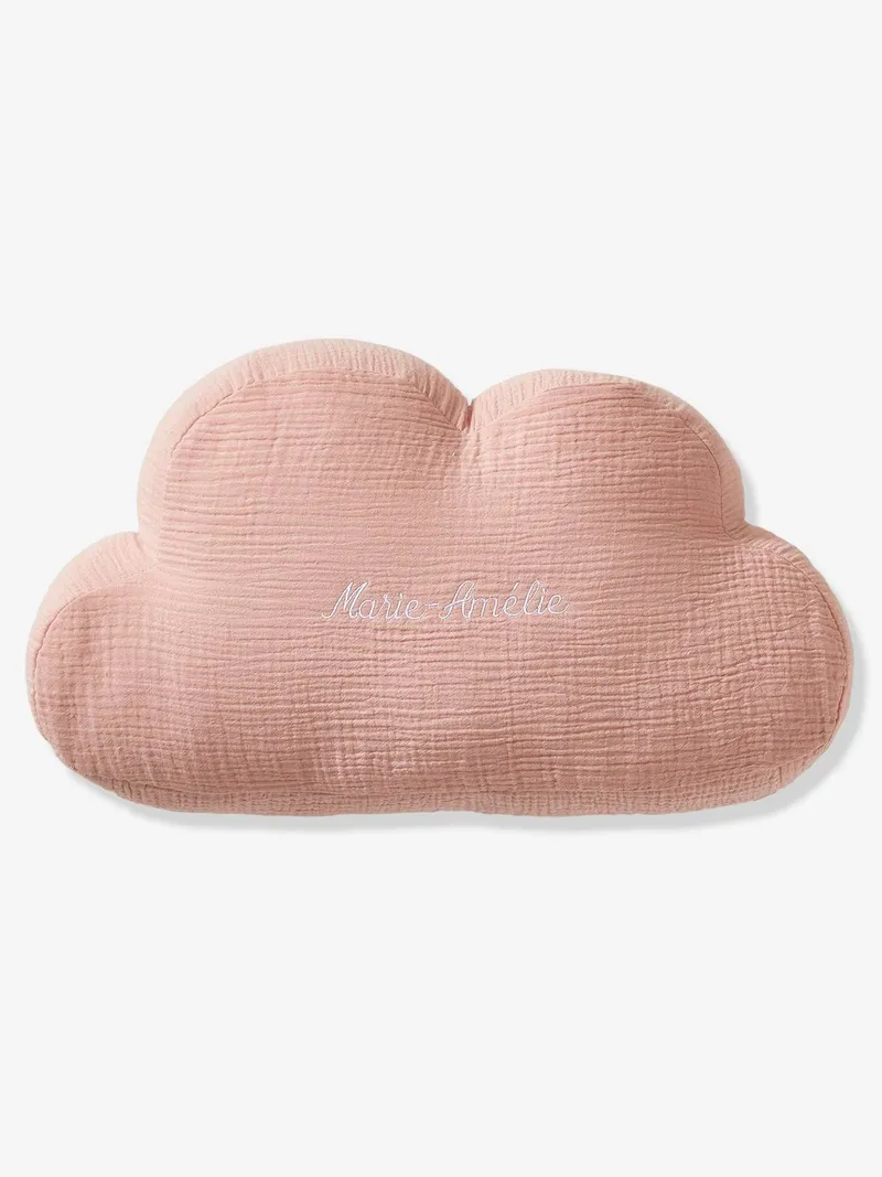 Vertbaudet Deko-Kissen WOLKE aus Musselin Bezug abnehmbar Kinderzimmer personalisierbar pudrig, Pudrig rosa, – Produktbild 1 von 3