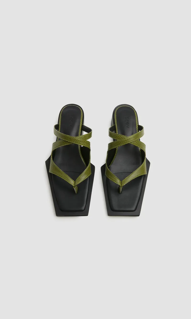 Prev Prev Damen vegan Sandalen Karel Pantolette Rosmarin Olivgrün, Olivgrün, – Produktbild 2 von 2