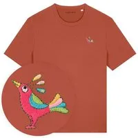 LIGARTI Besticktes T-Shirt – Patrischa der Paradiesvogel – LIGARTI Tiermanufaktur, Terracotta, – Produktbild 1 von 1