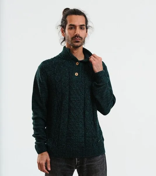 Gary Mash GARY MASH Strickpullover Wilton aus Biobaumwolle, Schwarz-grün mélange, – Produktbild 3 von 4