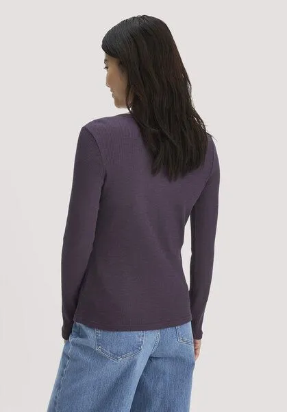 hessnatur hessnatur Longsleeve Henley Slim aus Bio-Baumwolle, Dunkle traube, – Produktbild 2 von 4