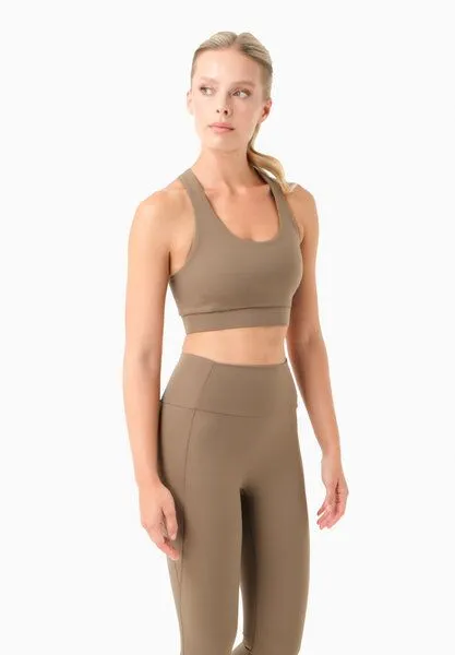 ORGANICATION ORGANICATION BEVINN | Cross-Strap Sport Bralette aus recyceltem Polyamid, Gravel, – Produktbild 1 von 4