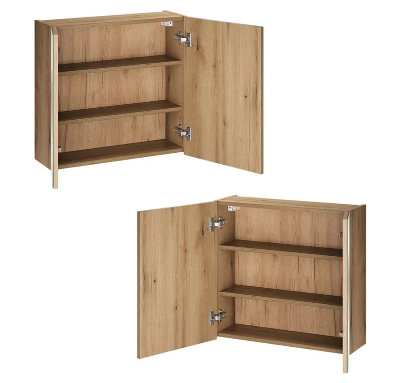 Lomadox Spiegelschrank NEWPORT-56-EVOKE mit 60 cm Breite in Eiche, 2-türig, Braun, – Produktbild 2 von 4