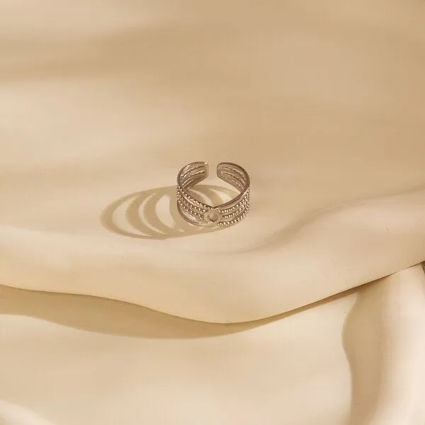 ELEKTROPULLI Größenverstellbarer Boho Summer Ring ca. Ø 17 - 19mm von Elektropulli, Silber, – Produktbild 4 von 5