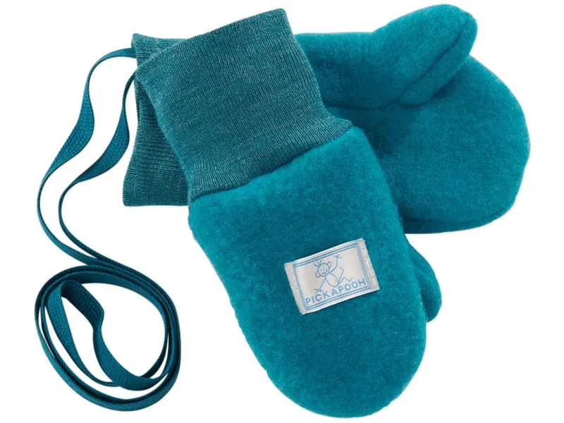 Pickapooh Pickapooh Baby und Kinder Fäustlinge Bio-Schurwolle Fleece petrol (bis 2 Jahre), Türkis, – Produktbild 1 von 2