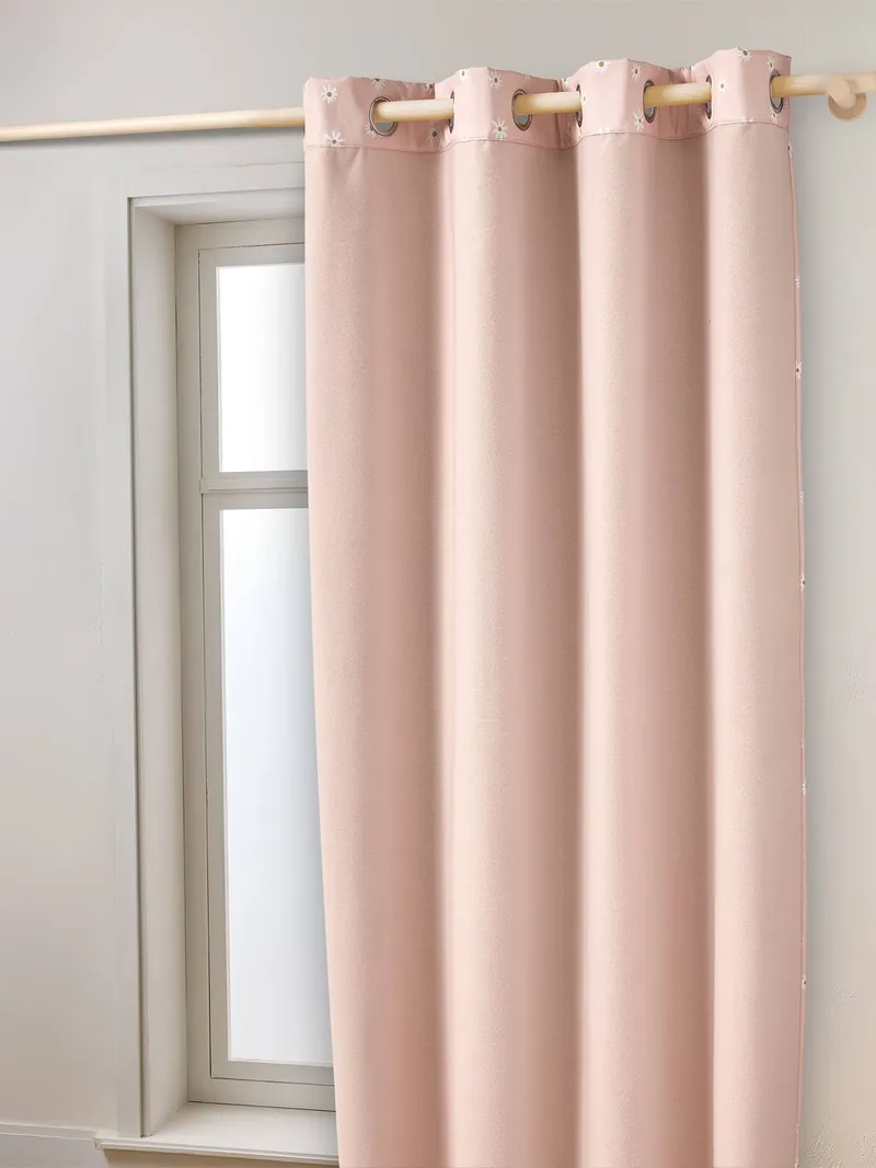 Vertbaudet Thermo-Verdunkelungsvorhang MARGERITEN mit Ösen blickdicht Kinderzimmer hell, Hellrosa, – Produktbild 2 von 4