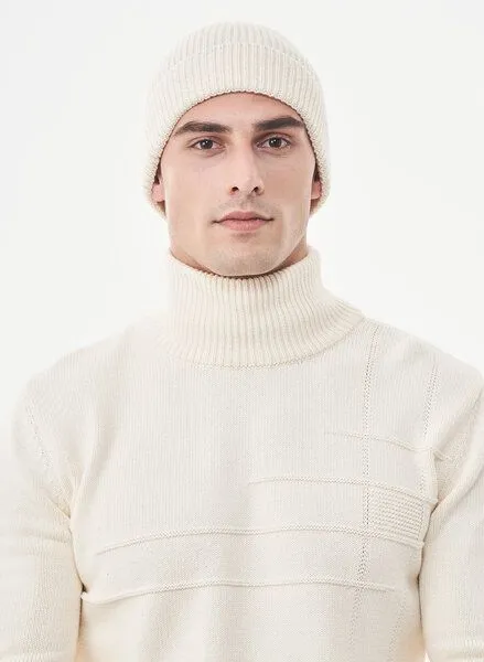 ORGANICATION ORGANICATION Strick-Beanie aus Bio-Merinowolle und Bio-Baumwolle, Off white, – Produktbild 3 von 4