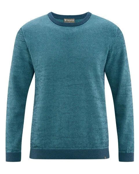 HempAge HempAge Herren Strickpullover Rundhalsausschnitt Hanf/Biobaumwolle Normal Fit, Reef (blau), – Produktbild 1 von 4