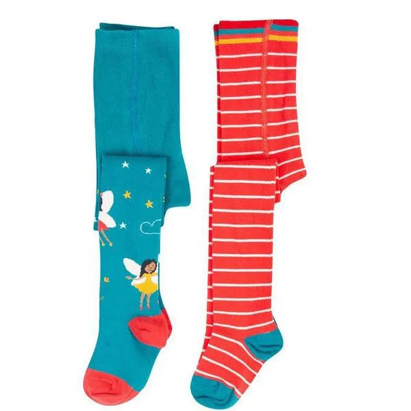 Frugi Frugi 2er Pack Strumpfhosen watermelon gestreift/Fairy - Feen – Produktbild 1 von 2