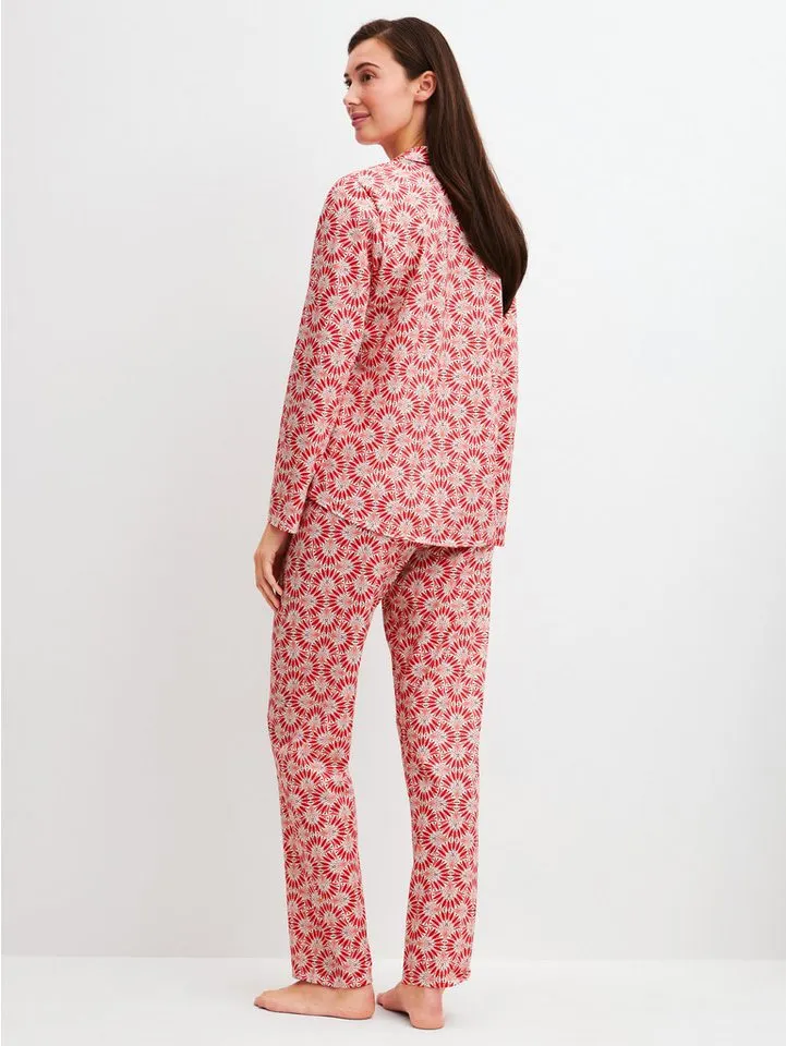 CALIDA CALIDA Pyjama Cotton Special Damen (2 tlg) durchgeknöpft, weich und formstabil, Rot, – Produktbild 4 von 5