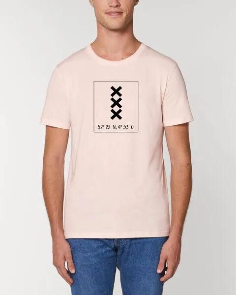 Human Family Human Family Bio Herren City T-Shirt "Amsterdam - Coordinates", Candy-pink, – Produktbild 1 von 3