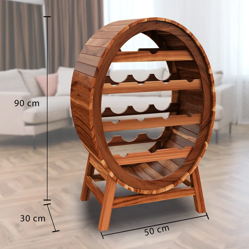 Casaria® Weinregal 12 Flaschen Weinfass Design, Braun, – Produktbild 2 von 2