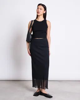 JAN N JUNE JAN 'N JUNE Damen vegan Maxirock Mesh Smuk Schwarz – Produktbild 1 von 1