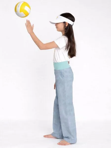 Babbily Babbily Weite Schlupfhose | wächst mit, drückt nicht | verstellbarer Komfortbund, Bio-GOTS, Blau - hellblau jeans, – Produktbild 4 von 4