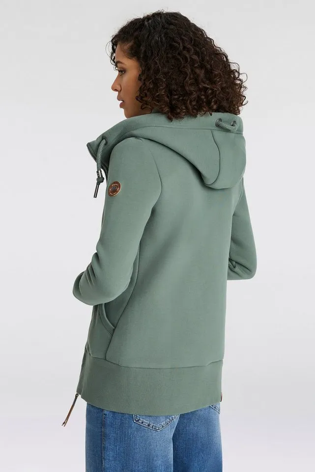 ragwear ragwear Sweatjacke NESKA ZIP O figurbetont in melierter Optik und mit großer Kapuze, Blau, – Produktbild 3 von 5